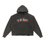 Vintage Washed Frayed-Hem Hoodie