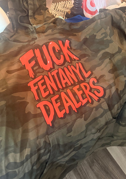 F*ck Fentanyl Dealers Large Print Unisex Camo Hoodie