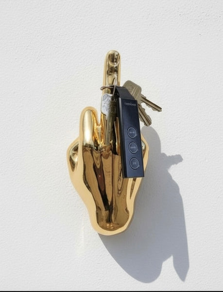 Gold Middle Finger Wall Mount Sculpture