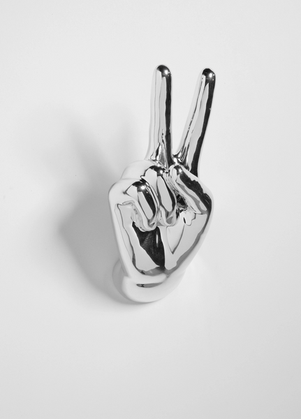 Silver Peace Hand Wall Mounted Hook Sculpture