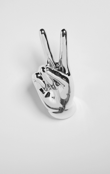 Silver Peace Sign Table Top Sculpture