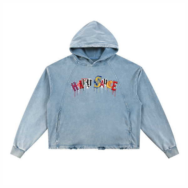 Vintage Washed Frayed-Hem Hoodie